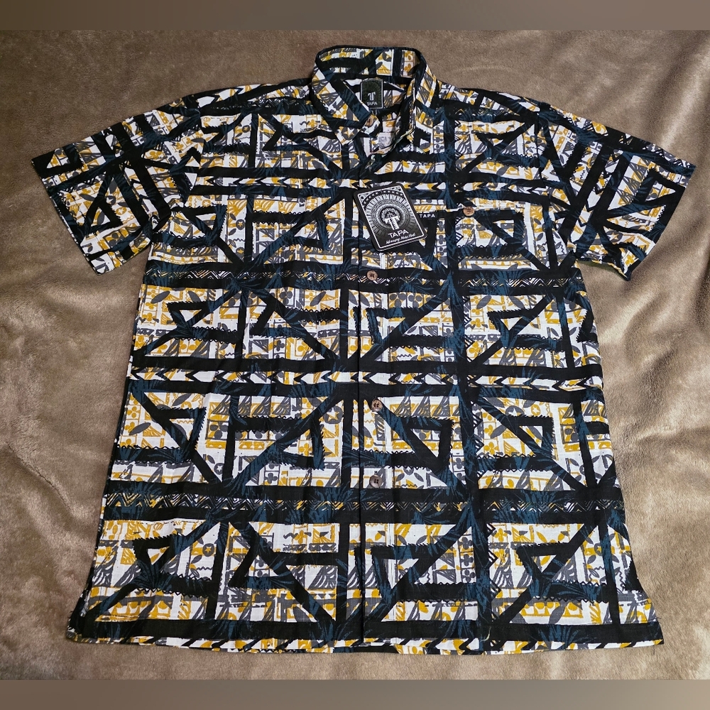 BNWT Mens Harrisons Fiji Bula TAPA Shirt  Size Medium Multicolor Hawaiian